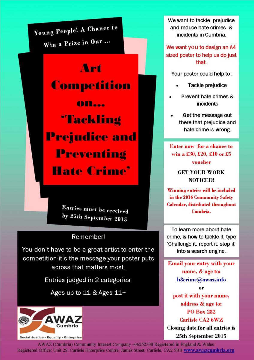 AWAZ Cumbria Art Competition - Tackling Prejudice and Preventing Hate Crime